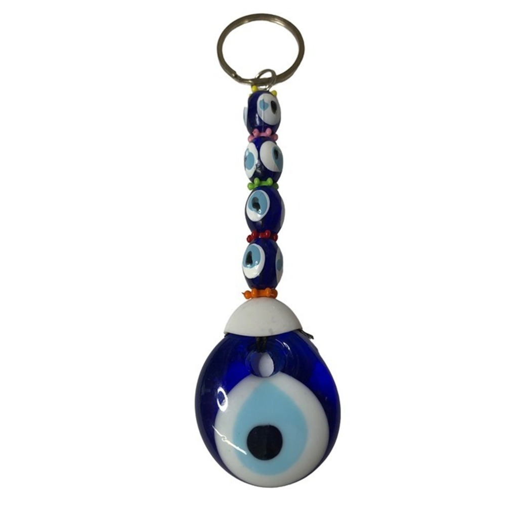 Keychain Glass Cobalt Blue Split Ring Evil Eye Protection Boho Lot of 25 New - Picture 5 of 10